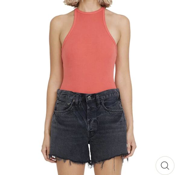 New Agolde Rianne Women's Candy Color Sleeveless Ribbed Tank Bodysuit Size XL - Picture 1 of 5